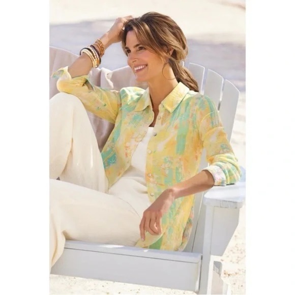 Soft Surroundings Ensoonce Abstract Floral Tunic Shirt 1X - Picture 1 of 8